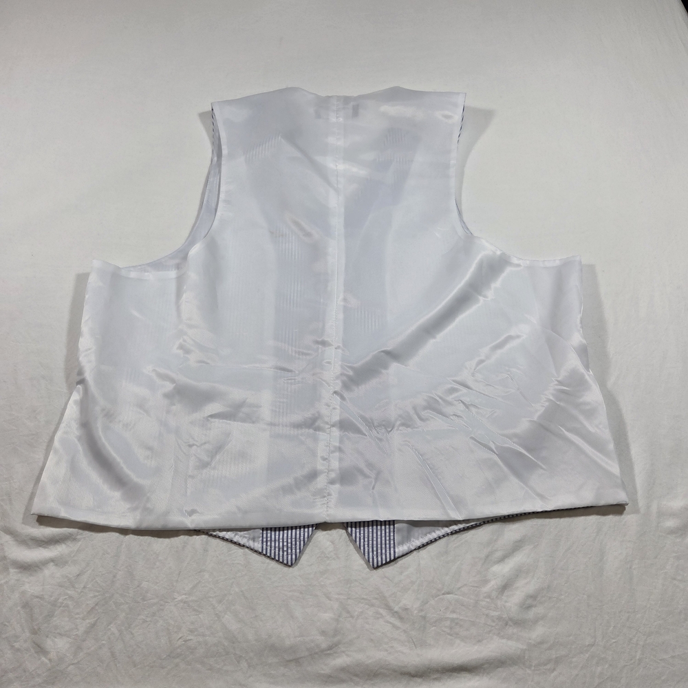 Saddlebred Vest Men's White and Blue Pinstripe Vest Cotton Large Business Casual - Picture 4 of 9